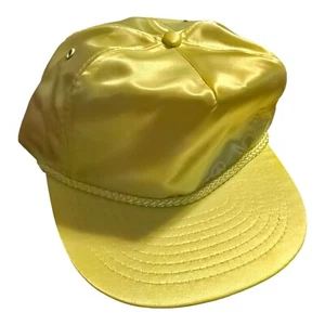 Cappello berretto vintage anni 80 90 raso giallo fluo corda camionista zip cinturino bianco - Foto 1 di 6