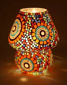 Turkish Moroccan Mosaic Mushroom Shape Colorful Table Bedside Desk Handmade Lamp - Picture 1 of 3