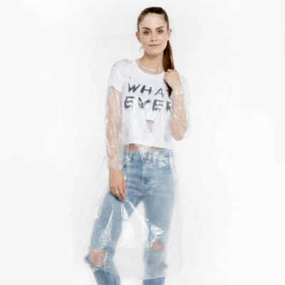 5 PIEZAS Impermeable Desechable con Capucha PE Poncho Plástico Impermeable Prendas para la Lluvia Sudadera con Capucha Foto 1 de 4