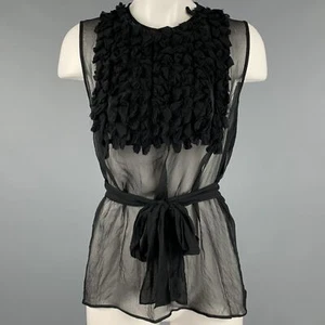 DSQUARED2 Size 4 Black Chiffon Ruffled Sleeveless Dress Top - Picture 1 of 4