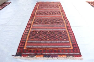 4'4x10'6 ft Wide Runner Rug, Afghan Flatweave Hallway Rug, Handmade Kilim Rug - Picture 1 of 16