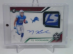 2019 Limited T. J. Hockenson RC su scheda verde automatico #5/5 LIONS LOGO VICHINGHI - Foto 1 di 2
