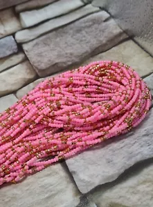 Pink And Gold waist beads tie on, Ghana waist beads, Nigerian beads. Gift, Mum - Picture 1 of 4