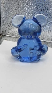 Orsacchiotto/Figurina in vetro artistico blu vintage piccolo pezzo decorativo. 1F6 - Foto 1 di 3