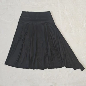 Black Halo Small Black Asymmetrical A Line Long Midi Circle Skirt Stretch Flowy - Picture 1 of 4