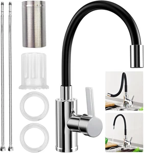 Rubinetto Lavello Cucina, Miscelatore Cucina Girevole 360° in Acciaio Inox Con B - Foto 1 di 7