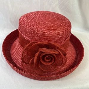 Betmar New York roter Strohhut und rote Blume - Bild 1 von 20
