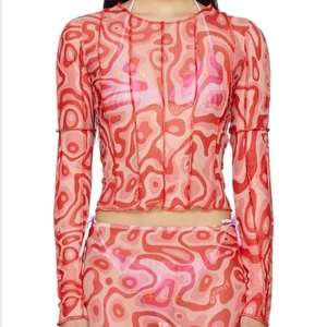 Omighty Pink Lava Mesh Groovy Long Sleeve Top Medium EUC - Picture 1 of 9