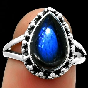Blauer Feuer Labradorit - Madagaskar 925 Sterling Silber Ring Gr.7 Schmuck R-1096 - Bild 1 von 5