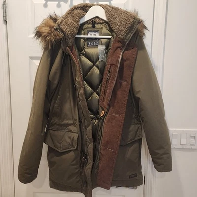Chaqueta Parka Abercrombie & Fitch Ultra Verde Oscuro Plumón Piel Extraíble Hombres Talla M Foto 1 de 4