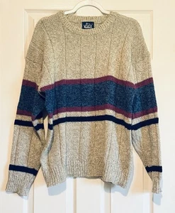 Vintage Woolrich Men’s Wool Blend Crew Neck Sweater Striped British Hong Kong XL - Picture 1 of 5