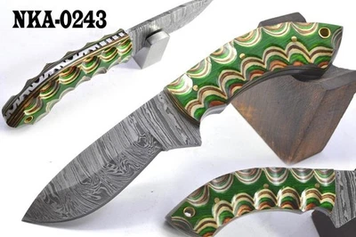 KMA Maßgefertigtes Jagdmesser aus Damaststahl mit durchgehendem Erl–Skinner 243 - Bild 1 von 4