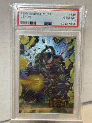 1995 Metal Marvel Venom Alternate M Card #136 PSA 10 Gem Mint SP Rare - Image 1 of 2