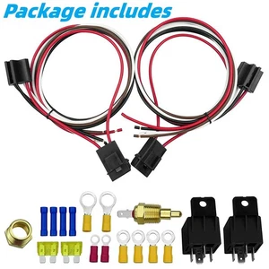 1 Set Automotive Cooling Fan Harness Kit Thermostat 40A Automotive Relay Harness - Picture 1 of 9