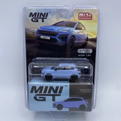 Mini GT Hyundai Kona N Performance Light Blue 1/64 Diecast Model Car MGT00450 - Image 1 of 4