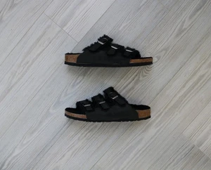 BirkenstockSandals Fur Lined Black Florida Triple Strap  EU 41 US W 10 US M 8.5 - Picture 1 of 8