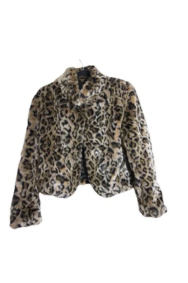 A.B.S. CHAQUETA CORTA DE PIEL SINTÉTICA CON ESTAMPADO DE LEOPARDO DE LUJO XL- ALLEN B SCHWARTZ NUEVA CON ETIQUETAS Foto 1 de 3