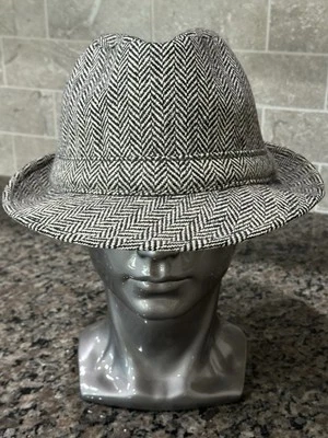 Sombrero Trilby De Colección Lana Espiga Talla 7 3/8 Hecho en Inglaterra Por Teleférico Clothiers Foto 1 de 4