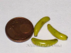 3 Plátanos en fimo miniatura 1/12 casas muñecas - Imagen 1 de 1