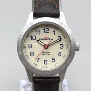 Timex Expedition Watch Women Indiglo 26mm Silver Tone Leather New Battery - Picture 1 of 16