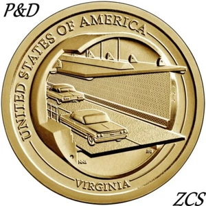 2021 P&D American Innovation $1 Dollar Coin Roll Mint Virginia Chesapeake Bay - Picture 1 of 3