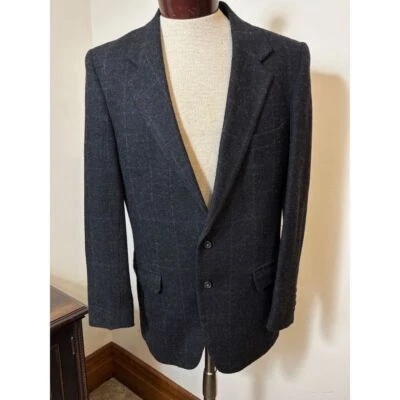 Abrigo Blazer Deportivo Clásico De Lujo Gris Carbón Ventana Lana De Colección Foto 1 de 4