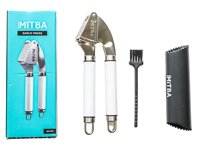 MITBA Kitchenware Garlic Press – WHITE | Effortless Mincing, Pro-Level Results - Image 1 of 4