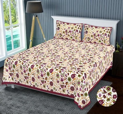 Funda de sábana con estampado de flores tamaño king con 2 almohadas sábana de baño de uso diario Foto 1 de 4