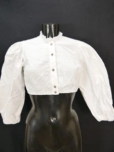 Gr.38 Dirndlbluse weiß Bluse für Dirndl Baumwolle mit Borte B9858 - Bild 1 von 4
