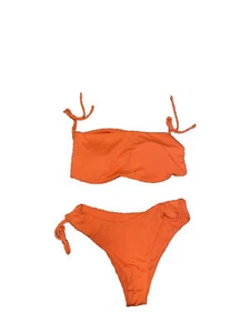 Womens 2 Piece Bandeau Swim Suit Tie Side Ribbed Bikini Set Tankini XL New! - Picture 1 of 3