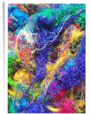Sari Waste Threads Mixed Media Felting Spinning Silk Paper Weaving Fiber Textile - Image 1 of 4