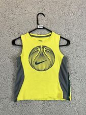 Nike Shirt Boys Size 7 Yellow Gray Sleeveless Basketball Graphic Tee Logo