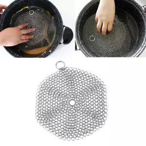 Steel Cast Iron Cleaner Chain Mail Scrubber Cookware Tool Kitchen X4P0Z9 2024 - Picture 1 of 14