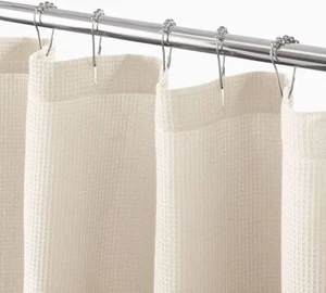 Waffle Weave Fabric Shower Curtain Heavyweight 230 GSM, Hotel Luxury - Picture 1 of 6