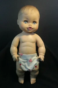 Vintage Horsman Baby Doll - 12" tall -Cloudy O/C eyes Drink/ Wet Marked 21 - Picture 1 of 8