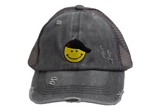 C.C Girls Smile Embroidered Criss Cross Cap Ponytail Hat - Picture 1 of 20