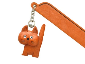 Segnalibro Charm Gatto da Passeggio in Pelle Tinta Unita *VANCA* Made in Japan #61415 - Foto 1 di 10