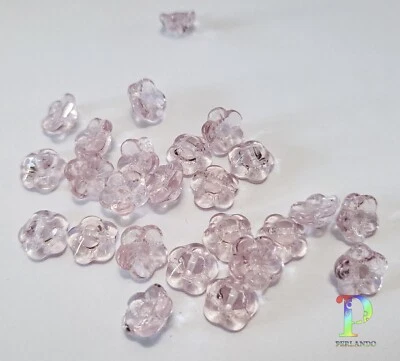 25 Glas Knöpfe Blüten rose 8 x 5 mm aus Neu Gablonz (172/2) - Bild 1 von 3