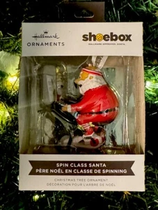 2025 Hallmark Christmas Ornament Shoebox Spin Class Cycling Fitness Santa w Box - Picture 1 of 1