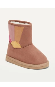 Old Navy Toddler Girls Size 5 Brown Sunshine Sherpa-Lined Faux-Suede Boots - Picture 1 of 12
