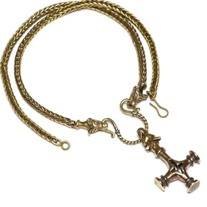 Bronze Wikingerkette Wolf L65 + Island Wolfskreuz Wikinger Kette Handgeflochten - Bild 1 von 5