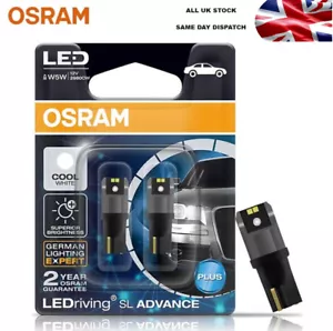 OSRAM LED T10 W5W 194 Sidelight Bulbs 6000K White Door Interior Light, Pair - Picture 1 of 6