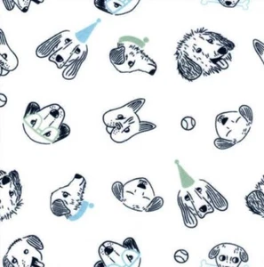 Magic Moon NURSERY FLANNEL Sewing Fabric 1.667 Yds (60") x 43" DOG FACES - Picture 1 of 2