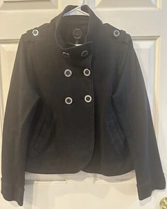 MICHAEL KORS Black Heavy Cotton Short Pea Coat Style Jacket - Gr. LG - Pre-Owned - Bild 1 von 5