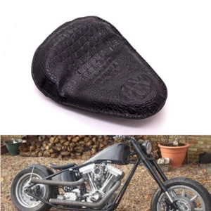 Black Crocodile PU Leather Style Solo Seat For Harley Honda Yamaha Suzuki Custom - Picture 1 of 9