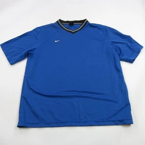 Nike Shirt Youth XS Short Sleeve Casual V Neck Blue Vintage Dri-Fit Casual - Picture 1 of 8