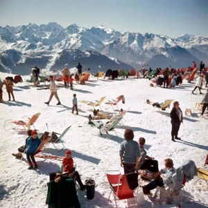 Original Verbier Vacation by Slim Aarons authorized ski print 40"x40" - Picture 1 of 3