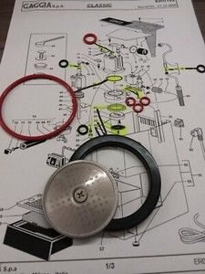Gaggia Classic 11 Piece Silicone O Rings + Shower Screen + Group Seal NG01/001