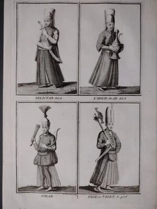 Picart Imperio Otomano Aguafuerte 1741 Turquía Trajes Turcos Aga Selictar - Imagen 1 de 6