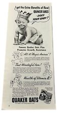 Quaker Oats Print Ad Vintage 1948 Crawling Baby Best Breakfast Food Original Ad